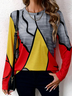 Damen Langarm T-Shirts T-Shirt Frühling/Herbst Geometrisch Jersey Rundhals Täglich Ausgehen Lässig Oberteile