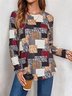 Damen Langarm T-Shirts T-Shirt Frühling/Herbst Geometrisch Jersey Rundhals Täglich Ausgehen Lässig Oberteile