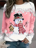 Damen Rundhals Weihnachten Print Lässig Frühling/Herbst Langarm Sweatshirt