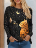 Damen Langarm T-Shirts T-Shirt Frühling/Herbst Katze Jersey Rundhals Täglich Ausgehen Lässig Oberteile