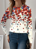 Damen Langarm T-Shirts T-Shirt Frühling/Herbst Geblümt Jersey Rundhals Täglich Ausgehen Lässig Oberteile