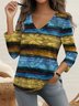 Damen Langarm T-Shirts T-Shirt Frühling/Herbst Gestreift Jersey V-Ausschnitt Urlaub Ausgehen Lässig Oberteile