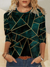 Damen Langarm T-Shirts T-Shirt Frühling/Herbst Geometrisch Jersey Rundhals Täglich Ausgehen Lässig Oberteile
