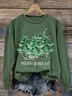 Damen Rundhals Weihnachtsbaum Print Lässig Frühling/Herbst Langarm Sweatshirt