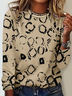 Damen Langarm T-Shirts T-Shirt Frühling/Herbst Geometrisch Jersey Rundhals Täglich Ausgehen Lässig Oberteile