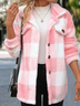 Damen Herbst Oberbekleidung Lässig Fluff/Granular-Fleece-Stoff Kariert Langarm Jacke