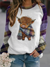 Damen Rundhals Tier Lässig Frühling/Herbst Langarm Sweatshirt