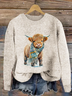 Damen Winter 3d Drucken Lässig Langarm Rundhals Strickpullover