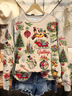 Damen Rundhals Weihnachtsschneemann Lässig Frühling/Herbst Langarm Sweatshirt