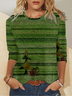 Damen Langarm T-Shirts T-Shirt Frühling/Herbst 3d Drucken Rundhals Urlaub Ausgehen Lässig Oberteile