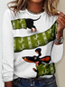 Damen Langarm T-Shirts T-Shirt Frühling/Herbst Ethnisch Jersey Rundhals Täglich Ausgehen Lässig Oberteile