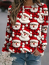 Damen Rundhals Weihnachten Lässig Frühling/Herbst Langarm Sweatshirt
