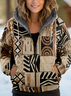 Damen Herbst Oberbekleidung Lässig Geometrisch Langarm Kapuze Jacke