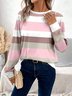 Damen Langarm T-Shirts T-Shirt Frühling/Herbst Gestreift Jersey Rundhals Täglich Ausgehen Lässig Oberteile