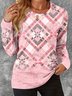 Damen Langarm T-Shirts T-Shirt Frühling/Herbst Geometrisch Jersey Rundhals Täglich Ausgehen Lässig Oberteile