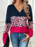 Damen Langarm T-Shirts T-Shirt Frühling/Herbst Farbblock Jersey V-Ausschnitt Täglich Ausgehen Lässig Oberteile