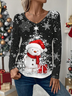 Damen Langarm T-Shirts T-Shirt Frühling/Herbst Weihnachten Jersey V-Ausschnitt Täglich Ausgehen Lässig Oberteile