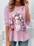 Damen Langarm T-Shirts T-Shirt Frühling/Herbst Weihnachten Jersey Rundhals Täglich Ausgehen Lässig Oberteile
