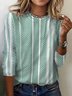 Damen Langarm T-Shirts T-Shirt Frühling/Herbst Gestreift Jersey Rundhals Täglich Ausgehen Lässig Oberteile
