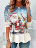 Damen Langarm T-Shirts T-Shirt Frühling/Herbst Weihnachtsmann Jersey Rundhals Täglich Ausgehen Lässig Oberteile