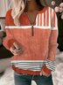 Damen Rundhals Gestreift Lässig Frühling/Herbst Langarm Sweatshirt