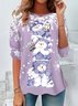 Damen Langarm T-Shirts T-Shirt Frühling/Herbst Weihnachtsschneemann Jersey Rundhals Täglich Ausgehen Lässig Oberteile