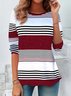 Damen Langarm T-Shirts T-Shirt Frühling/Herbst Gestreift Jersey Rundhals Täglich Ausgehen Lässig Oberteile