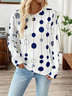 Damen Langarm T-Shirts T-Shirt Frühling/Herbst Polka Dots Jersey Rundhals Täglich Ausgehen Lässig Oberteile