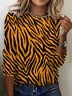 Damen Langarm T-Shirts T-Shirt Frühling/Herbst Zebra Jersey Rundhals Täglich Ausgehen Lässig Oberteile