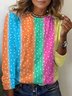 Damen Langarm T-Shirts T-Shirt Frühling/Herbst Gestreift Jersey Rundhals Täglich Ausgehen Lässig Oberteile