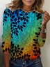 Damen Langarm T-Shirts T-Shirt Frühling/Herbst Blätter Jersey Rundhals Täglich Ausgehen Lässig Oberteile