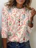 Damen Langarm T-Shirts T-Shirt Frühling/Herbst Geblümt Jersey Rundhals Täglich Ausgehen Lässig Oberteile
