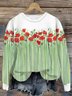 Damen Rundhals Geblümt Lässig Frühling/Herbst Baumwolle Langarm Sweatshirt