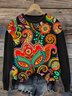 Damen Rundhals Ethnisch Lässig Frühling/Herbst Baumwolle Langarm Sweatshirt