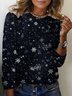 Damen Langarm T-Shirts T-Shirt Frühling/Herbst Schneeflocke Jersey Rundhals Täglich Ausgehen Lässig Oberteile