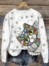 Damen Rundhals Katze Lässig Frühling/Herbst Baumwolle Langarm Sweatshirt