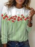 Damen Langarm T-Shirts T-Shirt Frühling/Herbst Geblümt Jersey Rundhals Täglich Ausgehen Lässig Oberteile