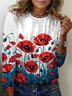 Damen Langarm T-Shirts T-Shirt Frühling/Herbst Geblümt Jersey Rundhals Täglich Ausgehen Lässig Oberteile