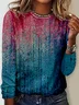 Damen Langarm T-Shirts T-Shirt Frühling/Herbst Geometrisch Jersey Rundhals Täglich Ausgehen Lässig Oberteile