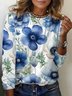 Damen Langarm T-Shirts T-Shirt Frühling/Herbst Geblümt Jersey Rundhals Täglich Ausgehen Lässig Oberteile