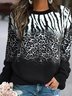 Damen Rundhals Leopard Lässig Frühling/Herbst Langarm Sweatshirt
