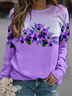Damen Rundhals Geblümt Lässig Frühling/Herbst Langarm Sweatshirt
