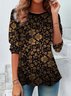 Damen Langarm T-Shirts T-Shirt Frühling/Herbst Geblümt Jersey Rundhals Täglich Ausgehen Lässig Oberteile