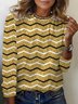 Damen Langarm T-Shirts T-Shirt Frühling/Herbst abstrakte Streifen Jersey Rundhals Täglich Ausgehen Lässig Oberteile