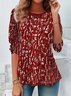 Damen Langarm T-Shirts T-Shirt Frühling/Herbst Geblümt Jersey Rundhals Täglich Ausgehen Lässig Oberteile