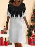 Damen Langarm Frühling/Herbst Abstrakt Jersey Kleid Rundhals Täglich Ausgehen Lässig Mini H-Linie T-Shirt-Kleid