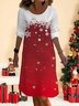 Damen Langarm Frühling/Herbst Schneeflocke Jersey Kleid Rundhals Täglich Ausgehen Lässig Mini H-Linie T-Shirt-Kleid