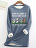Damen Rundhals Textbriefe Lässig Winter Langarm Sweatshirt