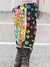 Damen Lässig Hund Jersey Alle Jahreszeiten Lang Leggings