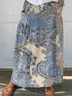 Damen Retro Paisley Regenschirm Frühling/Herbst Leinen Rock